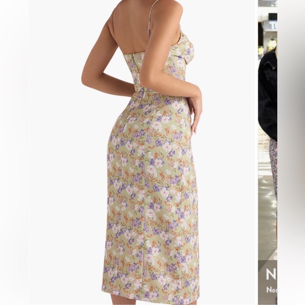 House of CB Floral Midi Dress in Sage Green and Lavender - Picture 3 of 10